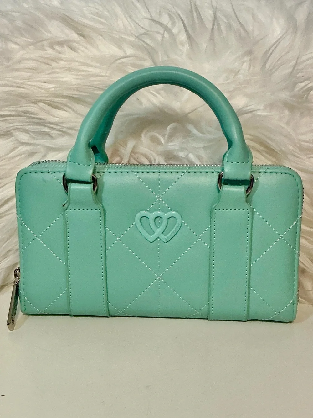 Betsey Johnson NWT XOLAYLA Mint Quilted Leather Top-Handle Mini Crossbody Bag
